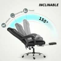 HOMCOM Chaise de bureau ergonomique, fauteuil de bureau inclinable avec repose-pieds, hauteur réglable, pivotante 360°, noir(m-4)
