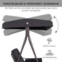 Outsunny 2-zits schommelstoel met luifel en kussen metaal bruin(m-4)