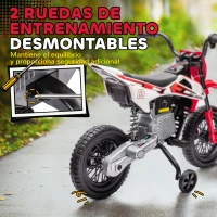 AIYAPLAY Moto Eléctrica para Niños de +3 Años con Batería 12V Música y Ruedas Auxiliares Carga 30 kg Rojo(m-5)