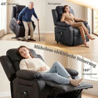 HOMCOM Fauteuil releveur électrique fauteuil relax électrique avec repose-pied télécommande et 2 pochettes 76x90x105cm noir(m-4)