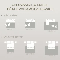 HOMCOM Tapis salon 160 x 120 cm, tapis à poils épais géométrique, moelleux et antidérapant, crème(m-6)