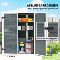 Outsunny Tuinberging 0,8m², Tuinhuis met inklapbare planken, 134 x 68,5 x 170 cm Kunststof met Afsluitbare Dubbele Deur Bodemplaat(m-6)