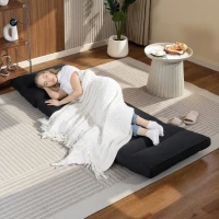 HOMCOM Fauteuil de sol canapé paresseux fauteuil convertible en lit inclinable 90° à 180° tissu - 70 x 72 x 56 cm - noir(m-7)
