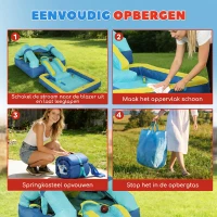 AIYAPLAY Springkasteel Opblaasbaar Speelcentrum met Luchtblazer Glijbaan Trampoline Zwembad/Ballenbak Waterpistool 364x173x182 cm Blauw(m-7)