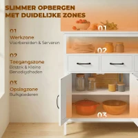 HOMCOM Dressoir met Verstelbare Planken, Buffetkast met Laden, 95 cm, Wit(m-4)
