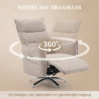 HOMCOM Draaibare Elektrische Relaxstoel voor Volwassenen, Stoel in Linnenlook met Oplaadpoorten, Beige(m-5)