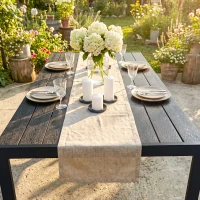 Outsunny Tafel Aluminium WPC eettafel tuintafel tuinmeubel balkon zwart(m-11)