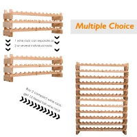 IE Located HOMCOM Stackable Wine Rack, Modular Storage Shelves, 72-Bottle Holder, Freestanding Display Rack for Kitchen, Pantry, Cellar, Natural(m-7)