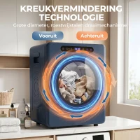 HOMCOM 5kg Afvoerdroger, 1000W Compacte Vrijstaande Frontlader-Wasdroger met Roestvrijstalen Trommel, Timer, Blauw(m-6)