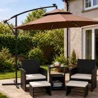 Outsunny 6 Piece Rattan Garden Furniture, Space-Saving Patio Furniture Set with Nesting Tables, Chairs, Stools, Cushions, Black(m-2)