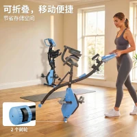 HOMCOM Heimtrainer 2-in-1 Fahrradtrainer mit LCD-Display Pulsmesser verstellbar Sitz Räder, klappbarer Hometrainer Trimmrad mit 8 stufig Magnetwiderstand, Spannseil, Stahl(m-7)