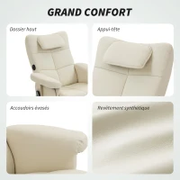 HOMCOM Fauteuil massant avec repose-pied, dossier inclinable jusqu'à 135°, coffre de rangement, télécommande(m-8)