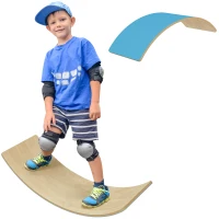 AIYAPLAY Wooden Balance Board for Kids, Wobble Board with Silent Felt for Sensory Play, Blue(m-10)