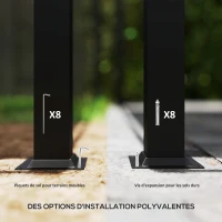 Outsunny Pergola de jardin exterieur 3 x 3 m avec toit rétractable et fixation magnétique, abri soleil UPF30+, gris(m-7)