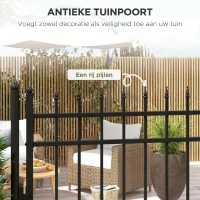 Outsunny Tuinhek, slot en sleutel, decoratieve spijlen, roestvrij staal, 107x204cm, Zwart(m-4)