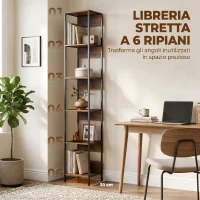 HOMCOM Libreria a 6 Ripiani, Finitura in Legno Marrone(m-4)