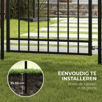 Outsunny Tuinhek, slot en sleutel, decoratieve spijlen, roestvrij staal, 107x204cm, Zwart(m-5)