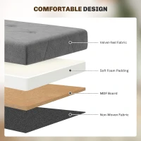 HOMCOM Velvet Upholstered Foldable Ottoman Footrest, Storage Ottoman Bench with Wood Legs for Living Room, Grey(m-5)