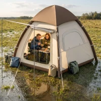 Outsunny Opblaasbare Tent 3 Personen Snelle Opzet Outdoor Camping Tent met Luchtpomp Meshramen Afneembaar Dak(m-6)