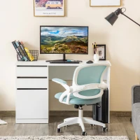 HOMCOM Schreibtisch Computertisch mit 2 Schubladen Schrank Arbeitstisch Bürotisch große Tischplatte modern Weiß 120 x 50 x 75 cm(m-7)