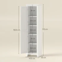 HOMCOM Armoire de Rangement buffet cuisine avec 2 étagères réglables- Hauteur 170 cm en Bois Blanc(m-3)