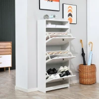 HOMCOM dulap pantofi, 3 compartimente, 60×24×132cm, alb(m-7)