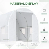 Outsunny Seră de Grădină Tip Tunel pentru Plante, din PE cu Cadru din Țevi de Fier, Albă, 250x200x200 cm(m-5)