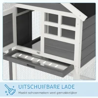 PawHut konijnenhok grijs+zwart+wit 122 x 62,6 x 92 cm(m-6)