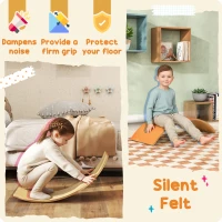 AIYAPLAY Wooden Balance Board for Kids, Wobble Board with Silent Felt for Sensory Play, Orange(m-5)