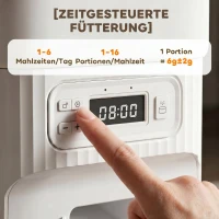 PawHut Automatyczny dozownik karmy dla kotów z zegarem, porcjowaniem i 2 miskami ze stali nierdzewnej(m-5)
