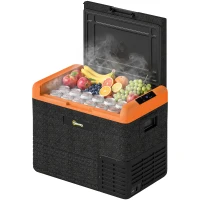 Outsunny Geleira Portátil Elétrica 40L 12V/24V até -20°C Mini Geleira com Ecrã LED Tátil para Campismo Viagens 58,7x36,5x43,8 cm Preto(m-10)
