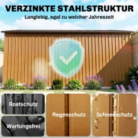 Outsunny tuinhuisje metaal bruin 340 x 386 x 200 cm(m-4)