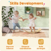 AIYAPLAY Wooden Balance Board for Kids, Wobble Board with Silent Felt for Sensory Play, Orange(m-4)