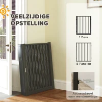 PawHut Puppyren, Hondenren, Puppy Omheining, 6 Panelen met Deur, Opvouwbaar en Draagbaar Hondenhek, Staal, Zwart(m-6)