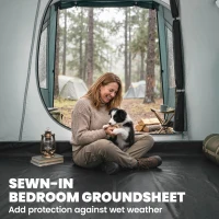 Outsunny Three-Man, 3000mm Water-Resistant Two-Room Tunnel Tent - Green(m-6)