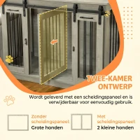 PawHut Hondenkooi met 2 Deuren, Hondenbox, Transportbox voor Honden, Landelijk Design, Vergrendelbaar, Grijs(m-5)