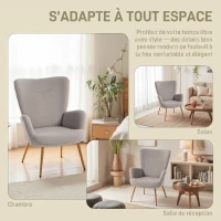 HOMCOM Fauteuil salon, fauteuil d'appoint rembourré en tissu bouclette avec haut dossier et accoudoirs, 71x74x97,5cm, gris(m-6)
