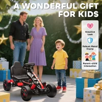AIYAPLAY Go Kart a Pedali per Bambini 3-6 Anni, 50 kg Portata, con Portabicchieri e Ruote in EVA Antiscivolo, Rosso(m-8)