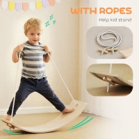 AIYAPLAY Kids Wooden Balance Board with Rope, Wooden Wobble Board with Felt for Sensory Play, for Toddler 3-6 Years Old(m-5)
