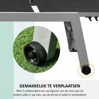 Outsunny Ligstoel tuinstoel 5-traps rugleuning aluminium zwart(m-5)
