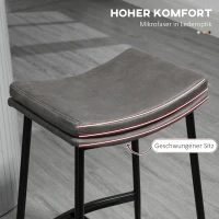 HOMCOM 2er-Set Barhocker, Polstersitze, Stahlgestell, 120 kg Belastbarkeit, Grau(m-5)