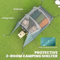 Outsunny Three-Man, 3000mm Water-Resistant Two-Room Tunnel Tent - Green(m-4)