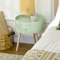 HOMCOM Masa de cafea masa de noapte masa de noapte rotunda design scandinav masa de suport cu sertar picioare subiri inclinate(m-7)