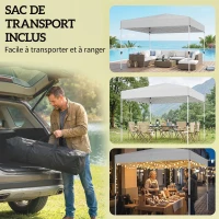 Outsunny Tonnelle de jardin 3 x 3 m pop up, tonnelle pliante réglable en hauteur, protection UV50+, 3 parois latérales, crème(m-9)