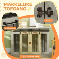 PawHut Hondenkooi met 2 Deuren, Hondenbox, Transportbox voor Honden, Landelijk Design, Vergrendelbaar, Grijs(m-6)