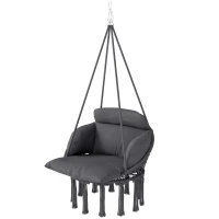 Outsunny Chaise suspendue avec grand coussin rembourré hamac fauteuil suspendu à franges kit de suspension 80 x 60 x 40 cm gris foncé(m-1)