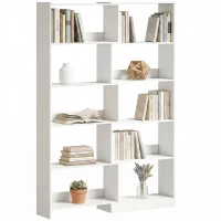 HOMCOM Estante Expansível 5 Níveis Estante para Livros Giratória 350° Largura Ajustável Convertível em L Reta ou Compacta 111,5x23,8x163,7 cm Branco(m-11)