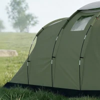 Outsunny Campingtent voor 3-4 personen stevig 3000 mm waterdicht familietent met slaapcabine voortent leefruimte Groen(m-12)