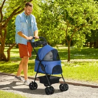 PawHut opvouwbare hondenbuggy blauw 67 x 45 x 96 cm(m-2)
