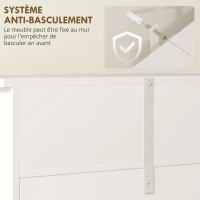 kleankin Meuble de salle de bain meuble de rangement 2 tiroirs placard double porte et étagère réglable 60 x 30 x 75 cm blanc(m-7)